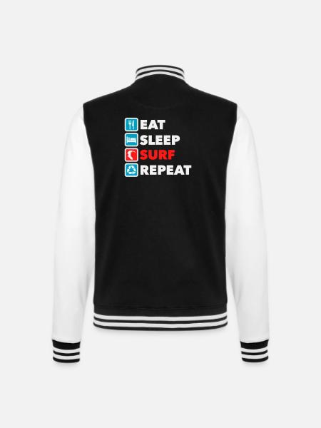 Eat Sleep Surf Repeat - College Sweat Jacket - black/white