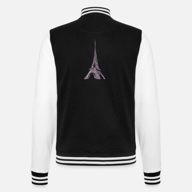Paris Eiffel Tower - College Sweat Jacket - black/white