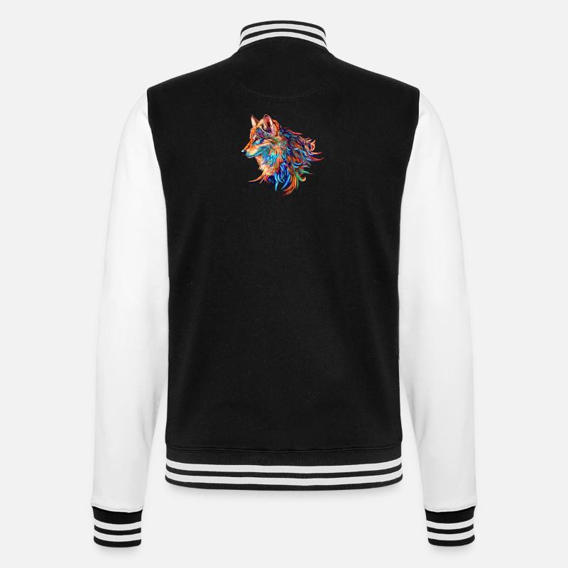 Wolf - College-Sweatjacke - Schwarz/Weiß