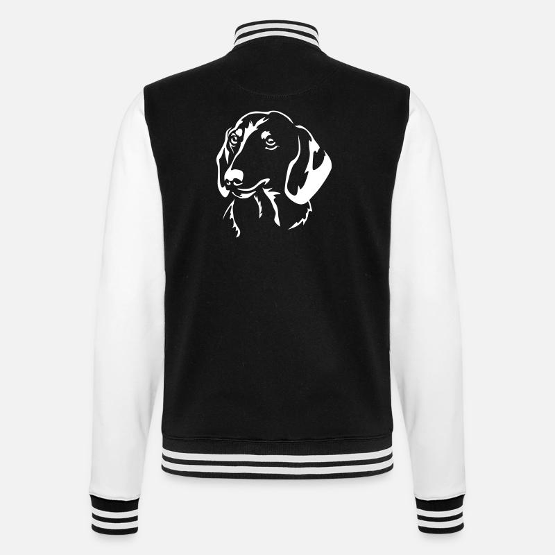 Dachshund Head "Black Edition" - College Sweat Jacket - black/white