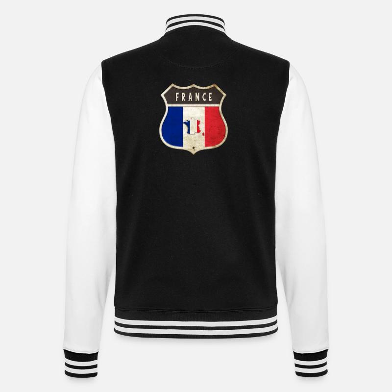 Frankreich Wappen Flaggen Design - College-Sweatjacke - Schwarz/Weiß