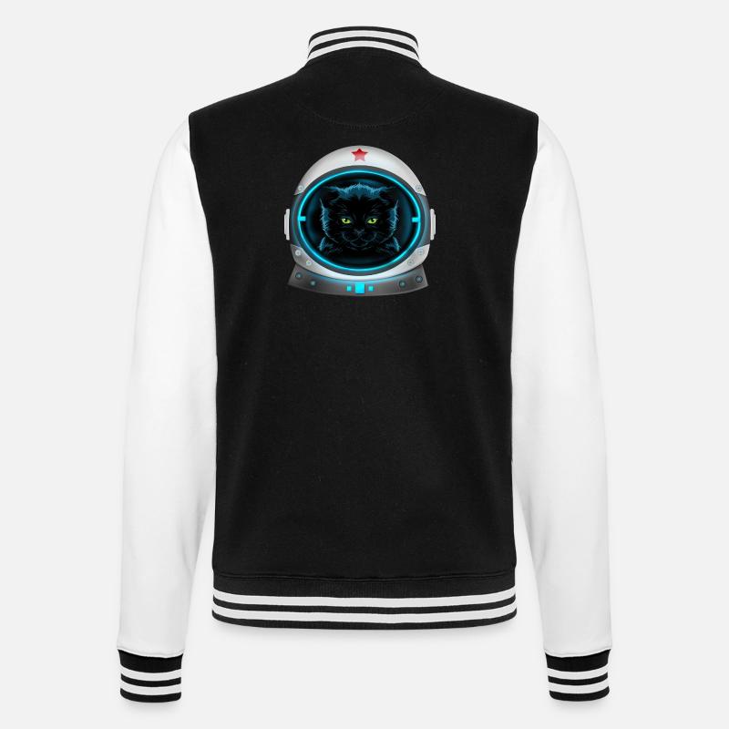 angry space cat astronaut - College Sweat Jacket - black/white