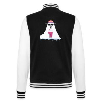 Global Warming Bear | Arctic Ecology Satire  - College Sweat Jacket - black/white - Back - Marisol (170cm)