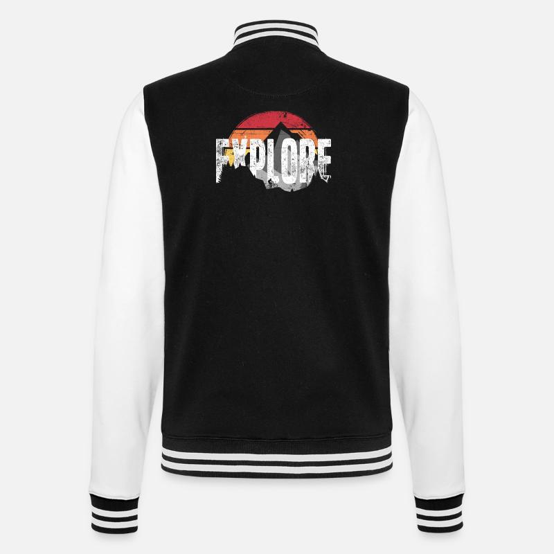 Entdecken Sie das Mountain Sunset Emblem - College-Sweatjacke - Schwarz/Weiß