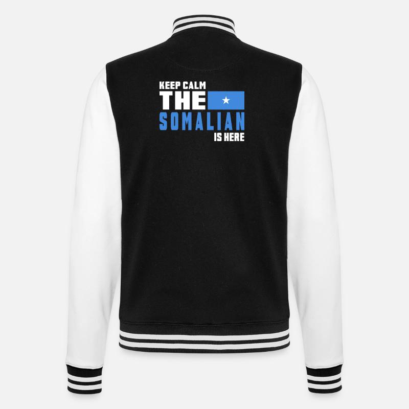 Keep Calm Somalia Flaggen Design - College-Sweatjacke - Schwarz/Weiß