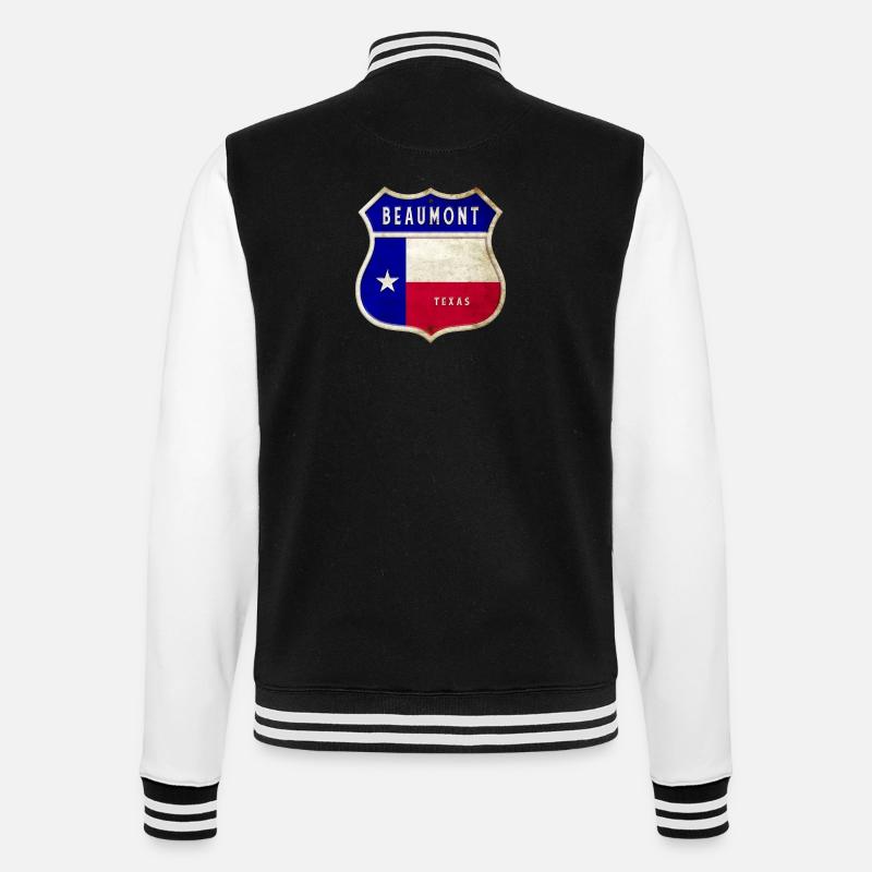 Beaumont Texas crest flags design - College Sweat Jacket - black/white