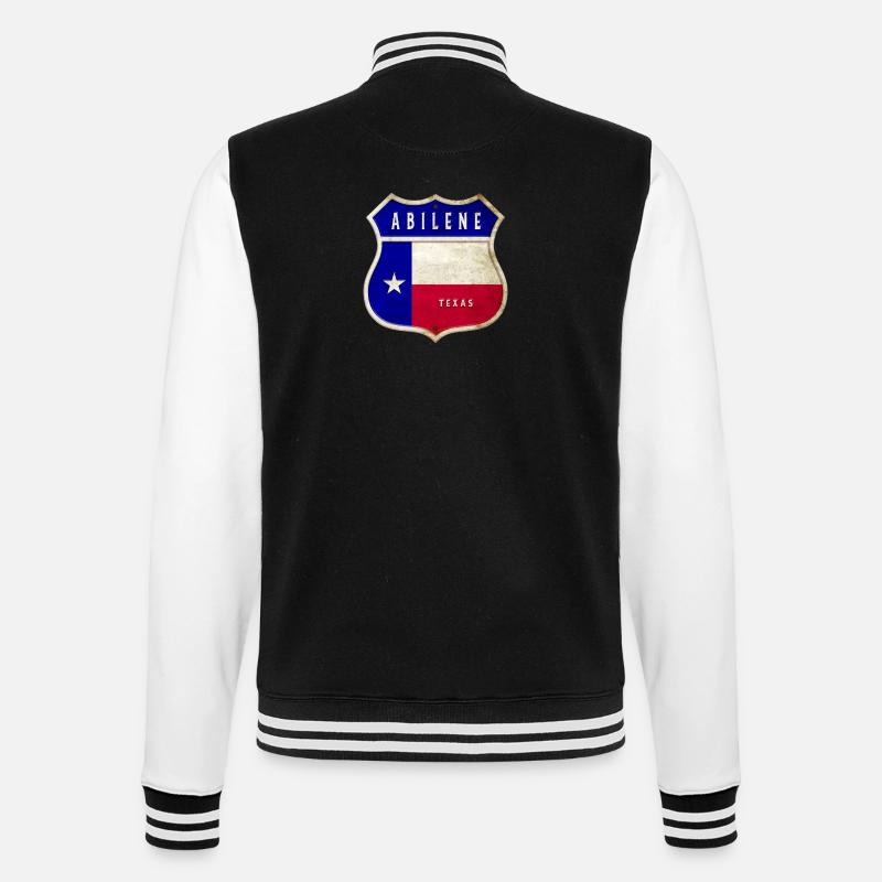 Abilene Texas crest flags design - College Sweat Jacket - black/white