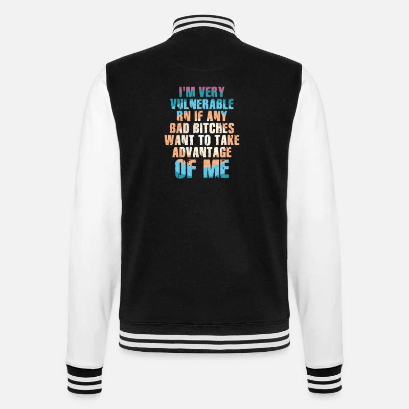 I'm Very Vulnerable RN - College Sweat Jacket - black/white