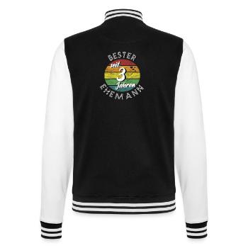 bester Ehemann seit 3 Jahren 3. Hochzeitstag retro - College-Sweatjacke - Schwarz/Weiß - Hinten - Marisol (170cm)