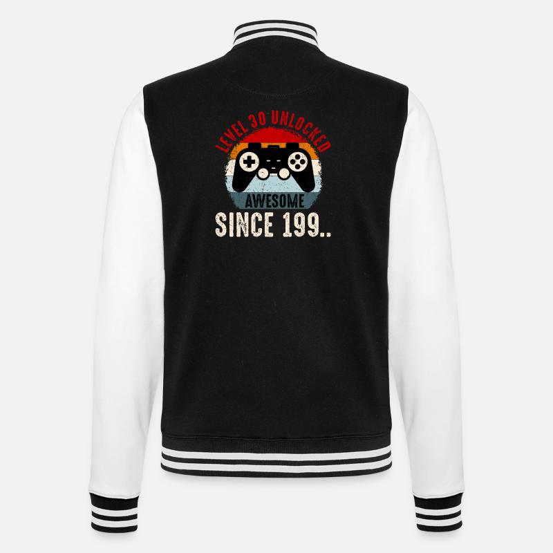 Level-30 Entsperrter Retro-Controller - College-Sweatjacke - Schwarz/Weiß
