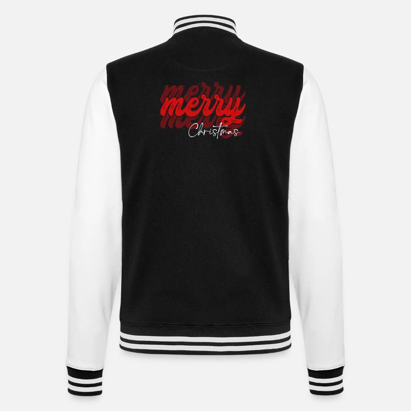 Overlapped Merry Christmas Script - College Sweat Jacket - black/white