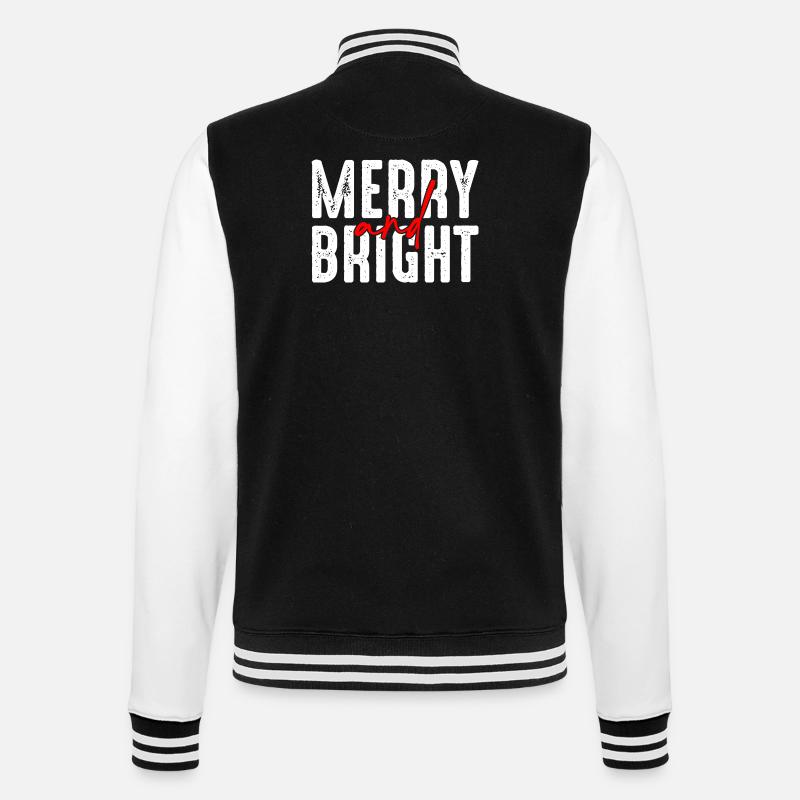 Merry and Bright Christmas Script - College Sweat Jacket - black/white