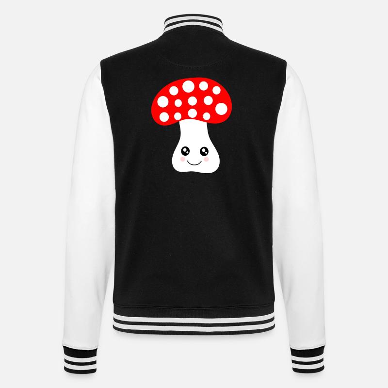 Kawaii, mushroom, toadstool - College Sweat Jacket - black/white