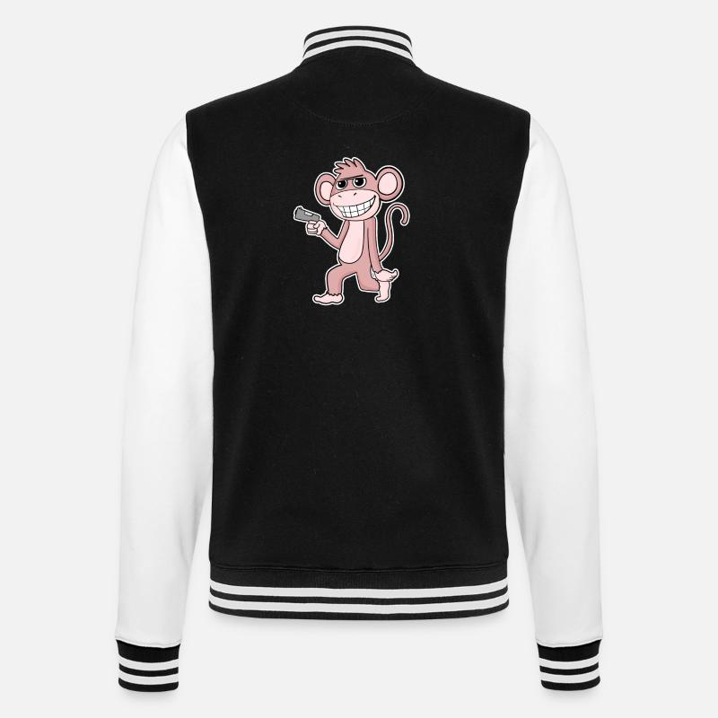 Monkey with pistol - College Sweat Jacket - black/white