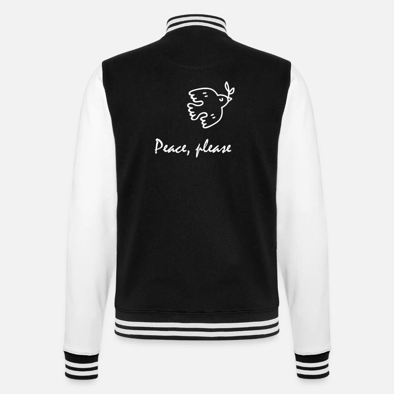 Peace, please, Friedenstaube - College-Sweatjacke - Schwarz/Weiß