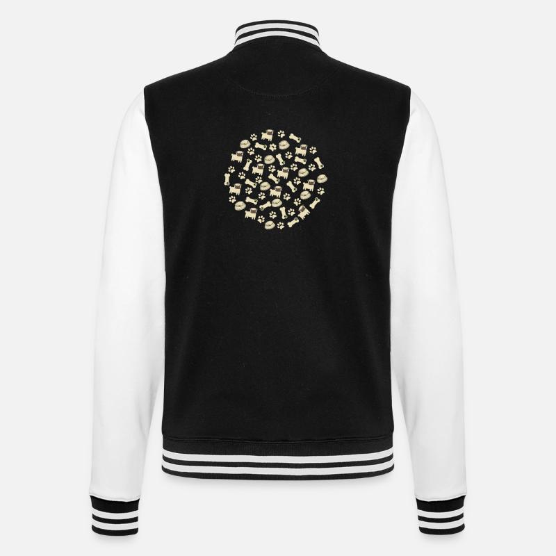 Pug Pattern - Pug Lovers Apparel - College-Sweatjacke - Schwarz/Weiß