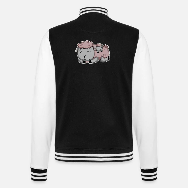 Moutons avec bébé moutons - Veste Teddy - noir/blanc