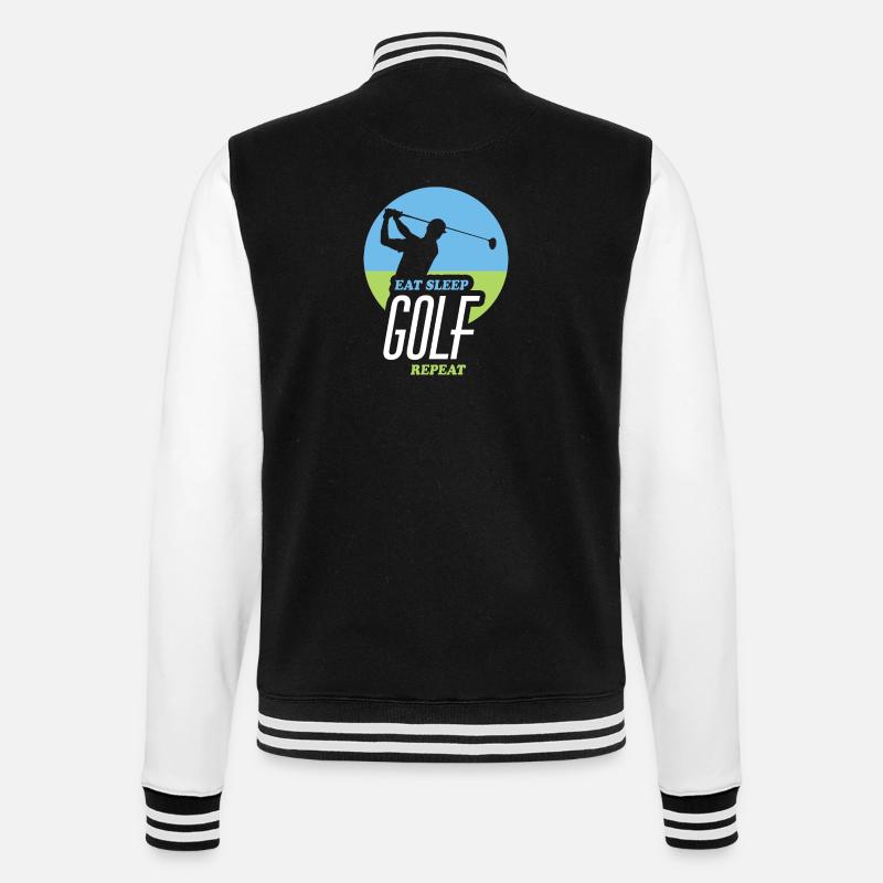 Eating, Sleeping, Golfing, Repeating - College Sweat Jacket - black/white