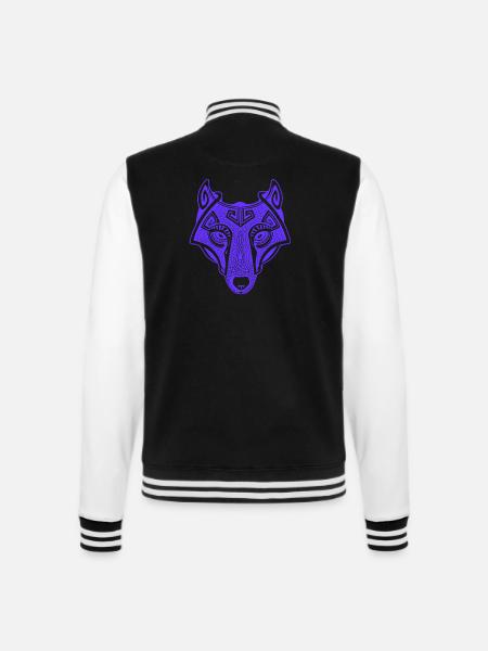 Viking Wolf lila transparent Fenrir mythologisch - College-Sweatjacke - Schwarz/Weiß