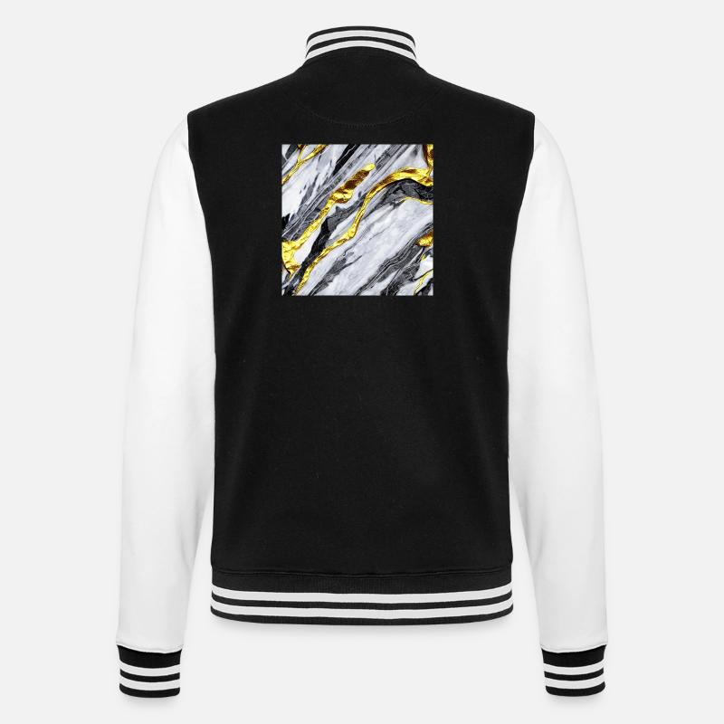 Marmorgold Struktur - College-Sweatjacke - Schwarz/Weiß
