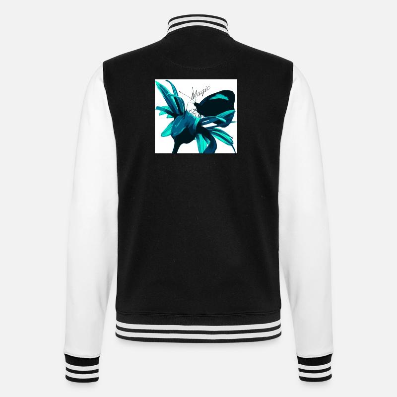 Teal Magic Flower Print - College Sweat Jacket - black/white