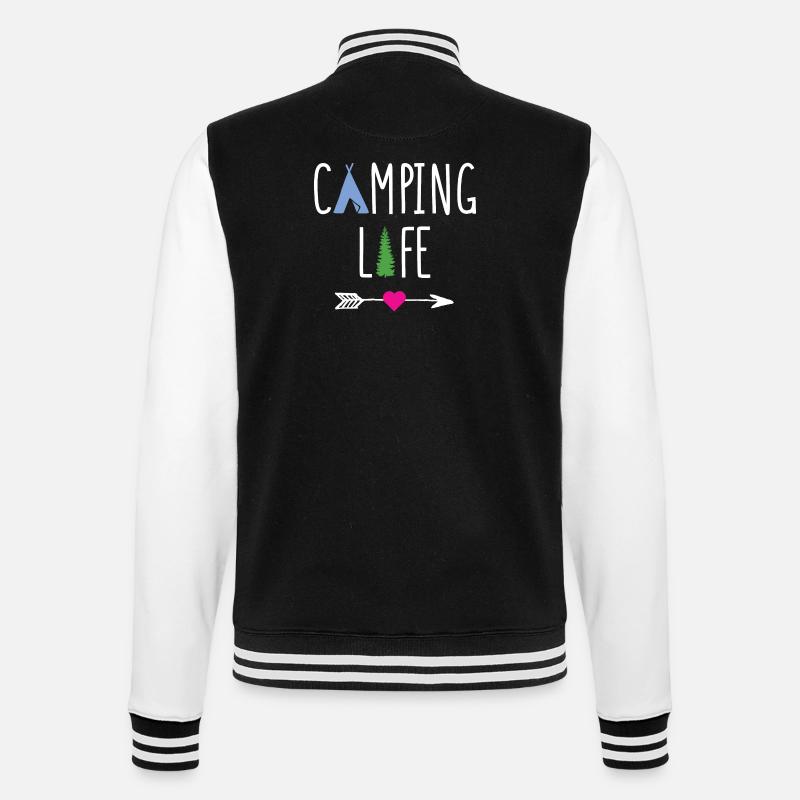 Leben auf dem Campingplatz - College-Sweatjacke - Schwarz/Weiß