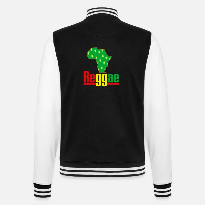 Afrika Reggae Karte mit Hanfblättern - College-Sweatjacke - Schwarz/Weiß