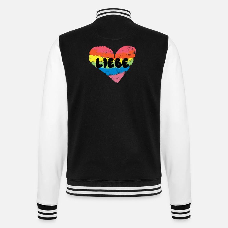 Lgbt Spruch Liebe Herz Beziehung Regenbogen - College-Sweatjacke - Schwarz/Weiß