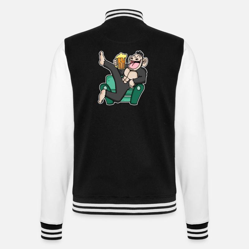 Funny monkey drinks beer - College Sweat Jacket - black/white