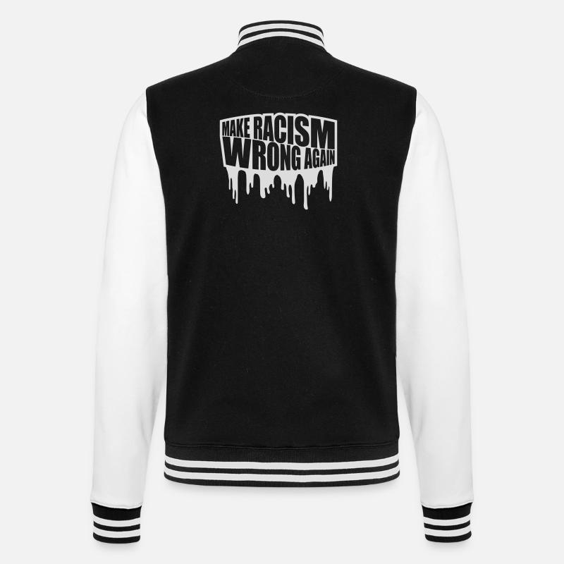 make racism wrong again - College Sweat Jacket - black/white