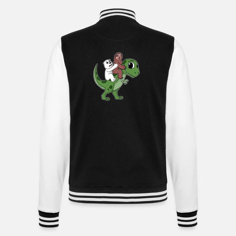 Dinosaur Dino Sloth Bear - College Sweat Jacket - black/white