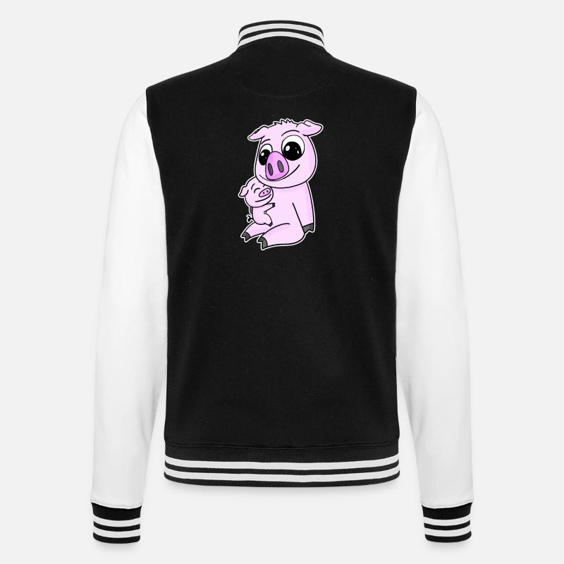 Famille - Cochon avec bébé cochon - Veste Teddy - noir/blanc