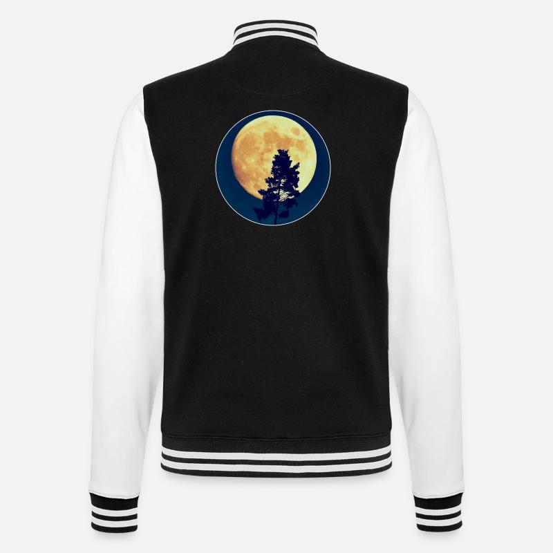 Moonlit Night Forest Silhouette - College Sweat Jacket - black/white