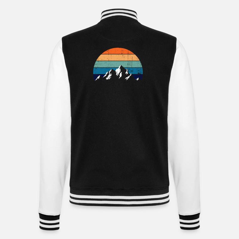 Retro Mountain Sunset Gradient - College-Sweatjacke - Schwarz/Weiß