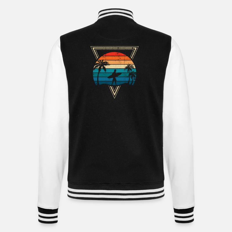 Sunset Surf and Palm Coast - College Sweat Jacket - black/white