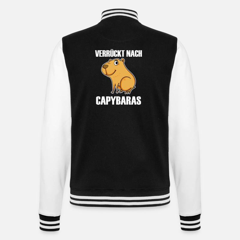 Capybara Wasserschwein Geschenk - College-Sweatjacke - Schwarz/Weiß