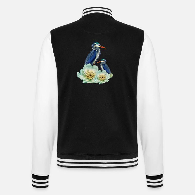 L’élégante grue à fleurs - Veste Teddy - noir/blanc