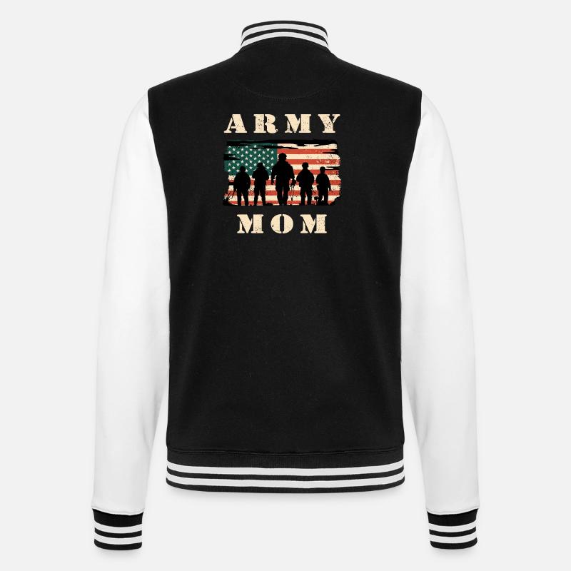 Armee Mutter mit USA Flagge - College-Sweatjacke - Schwarz/Weiß