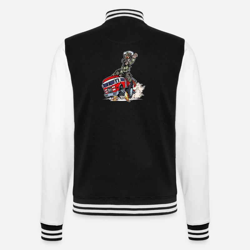 Fire Fire Engine Firefighter Rescuer - College Sweat Jacket - black/white