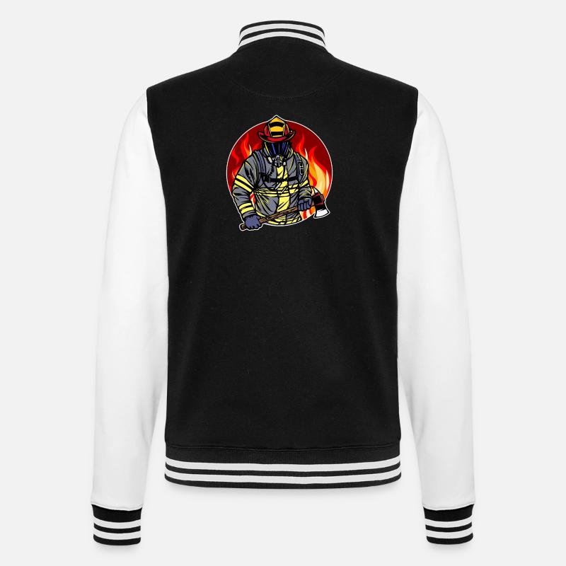 Burning Firefighter Firefighter Fire Lifesaver - College Sweat Jacket - black/white