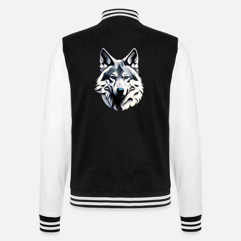 Wolf with blue eyes - College Sweat Jacket - black/white