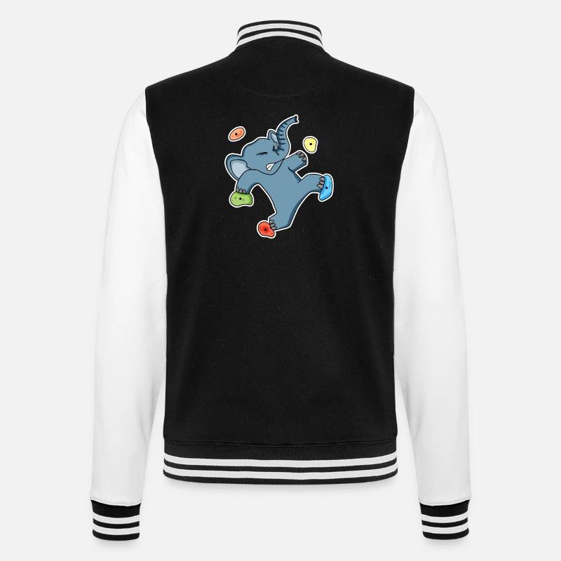 Climbing elephant motif - College Sweat Jacket - black/white