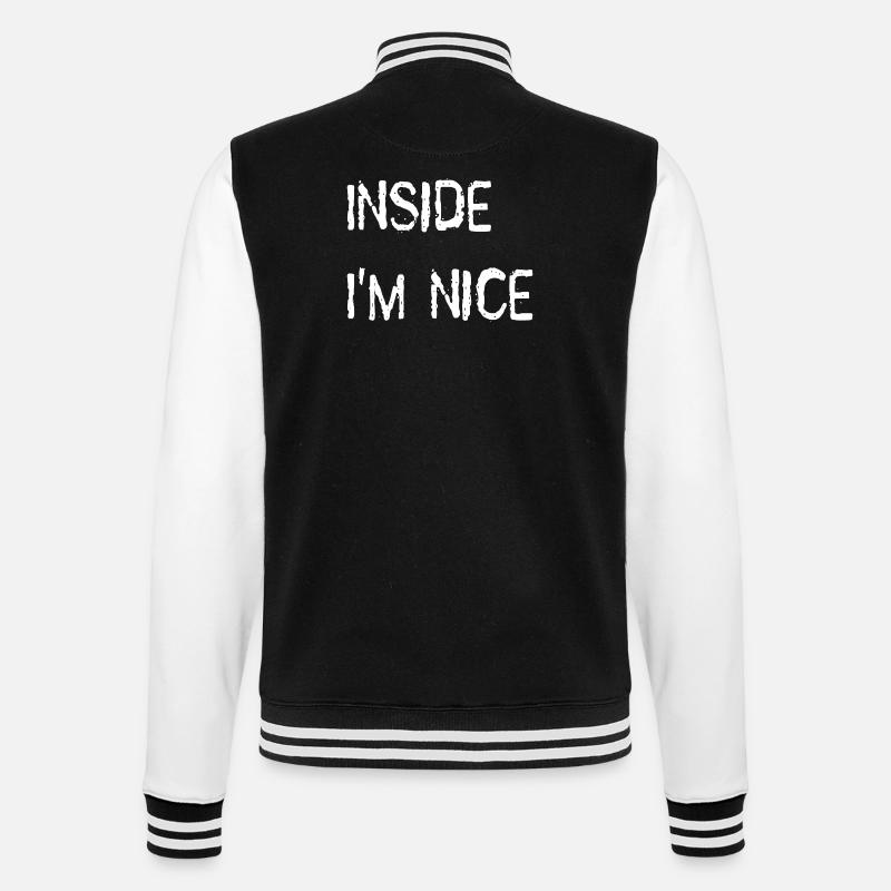 Inside i'm nice - College Sweat Jacket - black/white