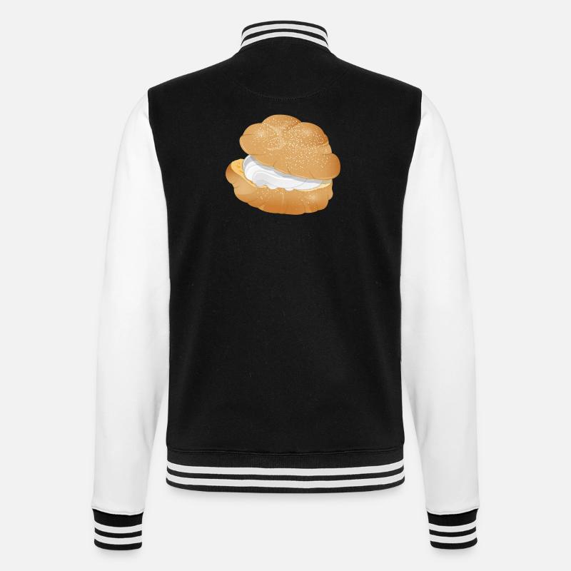 Illustration eines mit Sahne gefüllten Windbeutel - College-Sweatjacke - Schwarz/Weiß