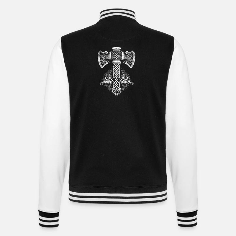 Symbol der Wikinger Mjöllnir - College-Sweatjacke - Schwarz/Weiß