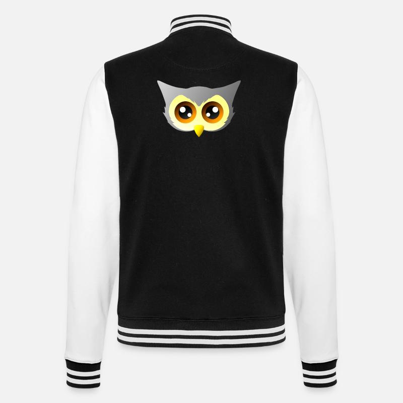 vögel closing, süßes eulengesicht - College-Sweatjacke - Schwarz/Weiß