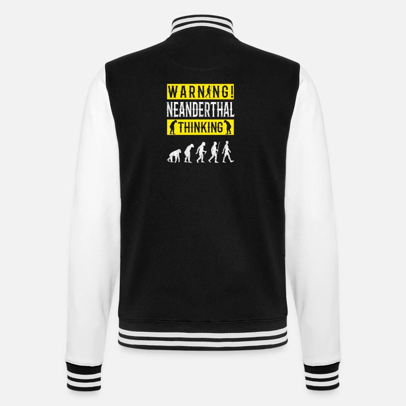 Warning! Neanderthal-thinking anthropologist - College Sweat Jacket - black/white