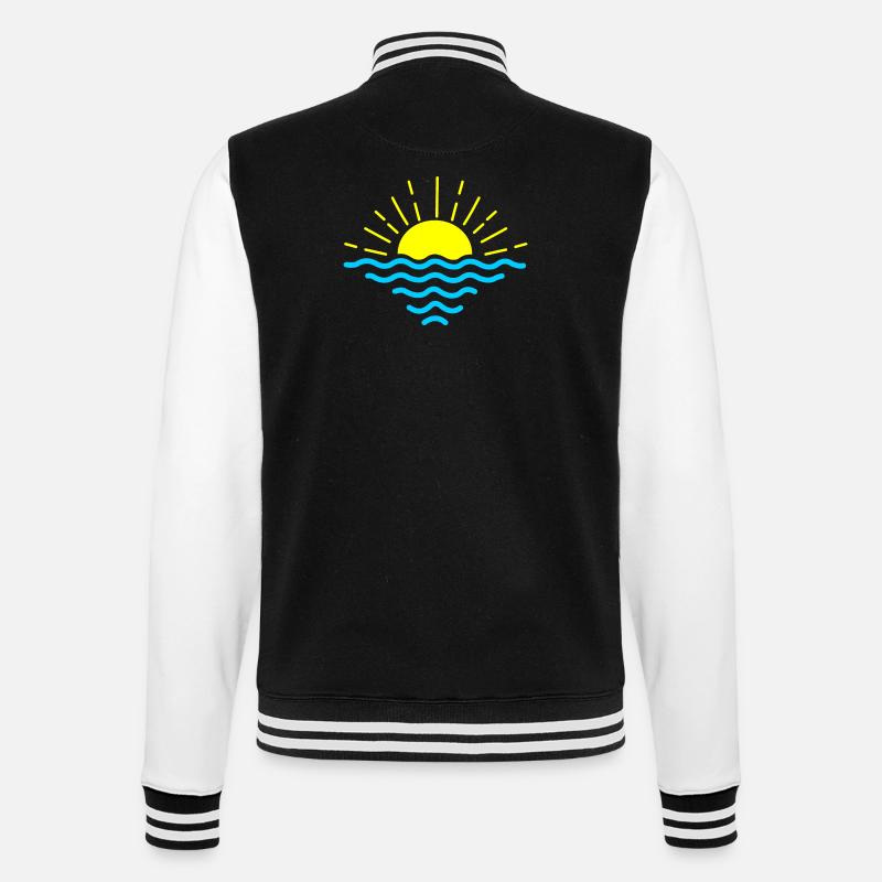 Coucher de soleil vagues bleues - Veste Teddy - noir/blanc