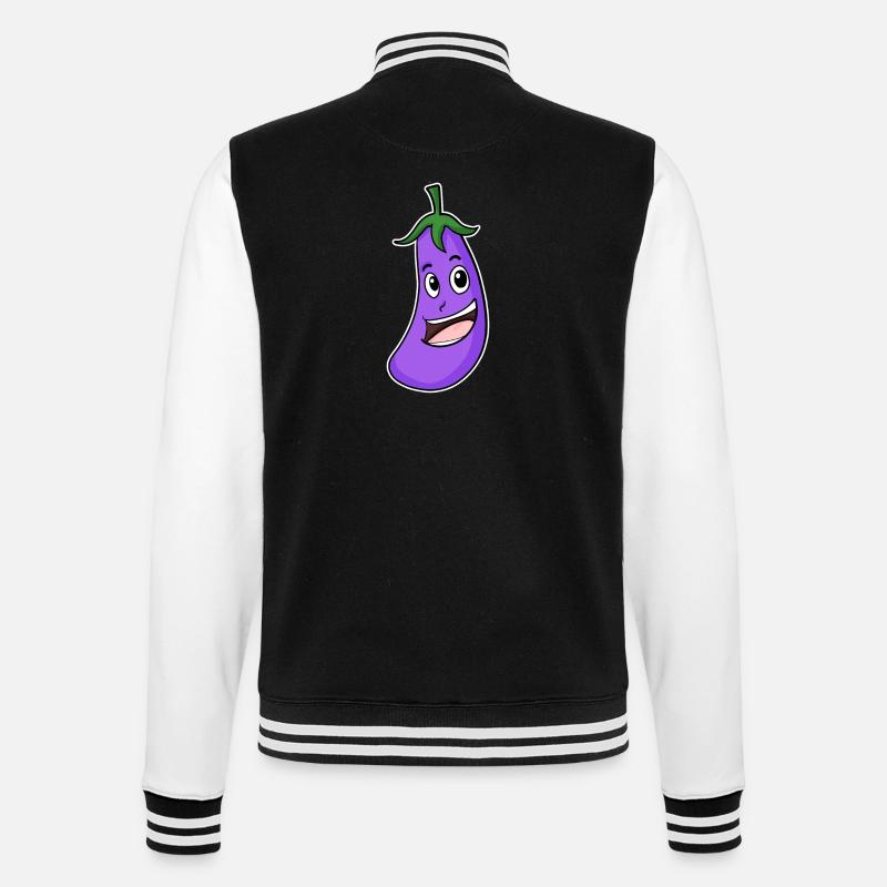 Eggplant motif - College Sweat Jacket - black/white
