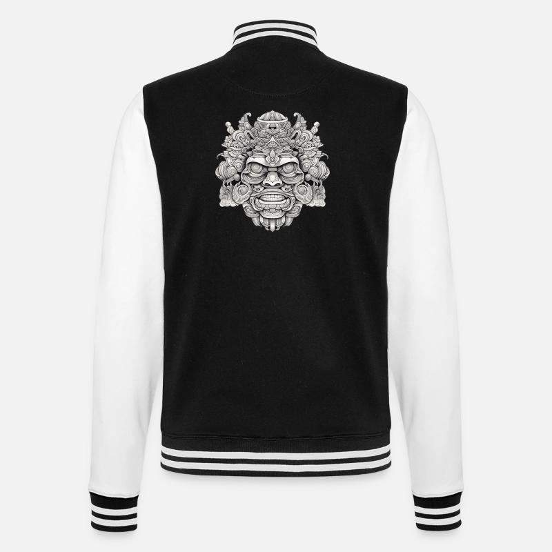 Psychedelischer Kopf - College-Sweatjacke - Schwarz/Weiß